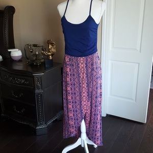 Blue and pink wrap dress